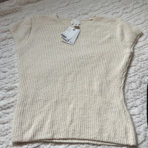H&M Ivory Knit Sweater, short sleeve, soft, size large